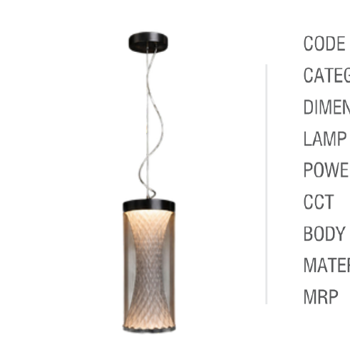 Single Hanging Light - B9904/1 PK